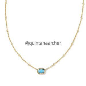 Mini Elisa Gold Satellite Short Pendant Necklace in Turquoise Magnesite